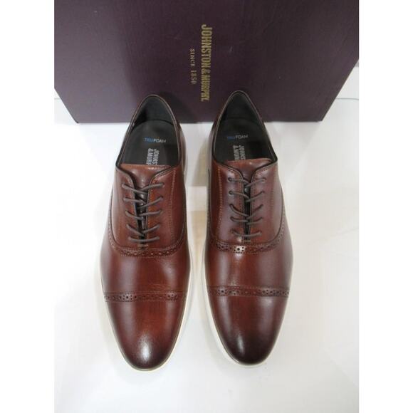 Men\'s Johnston and Murphy Brody Size 10 M Cap Toe Lace Up Oxford Sneakers Brown main image 4